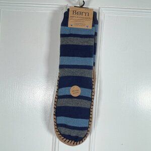 BORN Sherpa Lined Slipper Socks Men's 6-12 Non-Skid Grip NEW